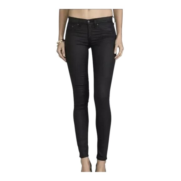 rag & bone Denim - Rag & bone the legging in coated black Shimmer Stretch Jegging Women’s Size 24